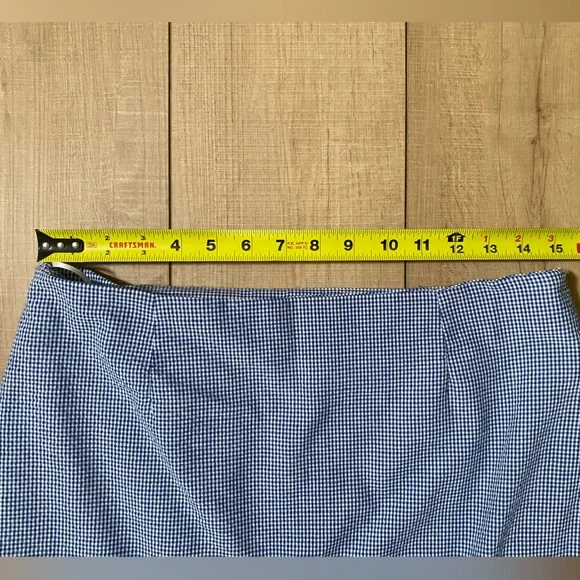 Papermoon Gingham Scalloped Hem Mini Skirt – Blue, Size L - Picture 4 of 13